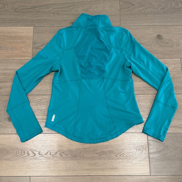 ZELLA Seafoam Green Full Zip-Up Ruched Active Workout Running Jacket Size Large - Picture 3 of 8